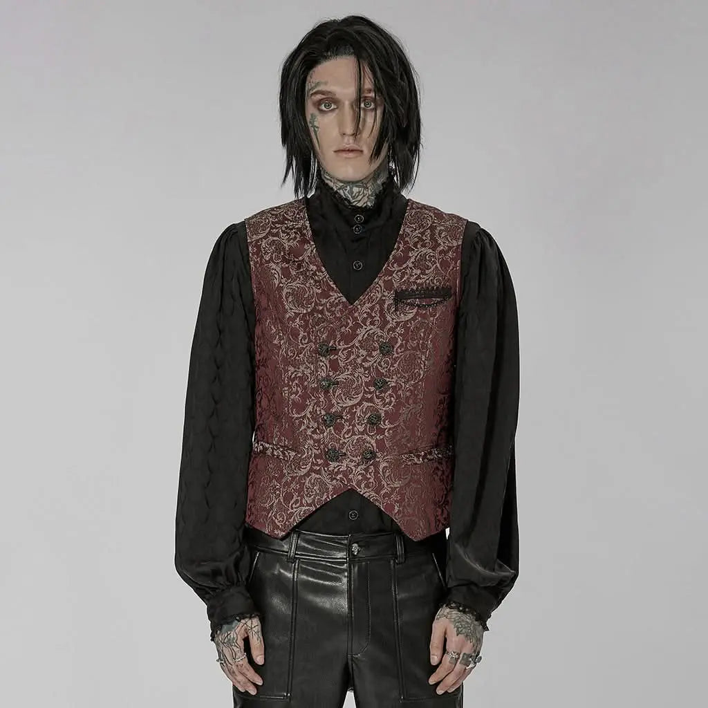 Lucifer Floral Waistcoat (Red) - PunkRave
