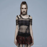 Luna Plaid Mesh Dress (Black) - PunkRave
