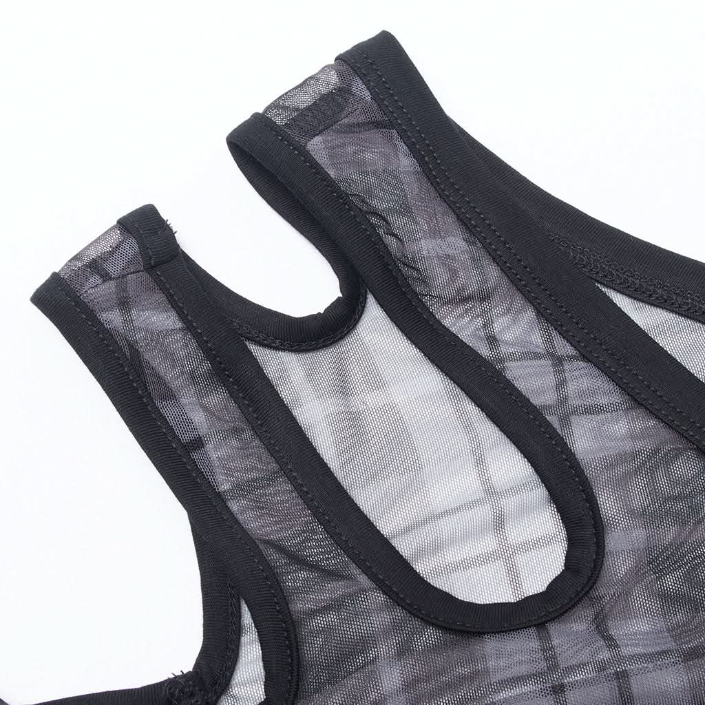 Luna Plaid Mesh Dress (Black) - PunkRave