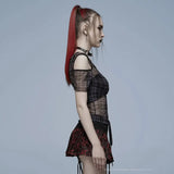 Luna Plaid Mesh Dress (Black) - PunkRave