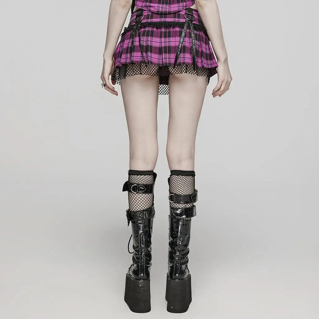 Lunar Plaid Mini Skirt (Nightshade) - PunkRave