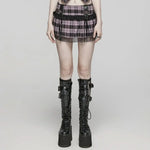 Lunar Plaid Mini Skirt (Petunia) - PunkRave