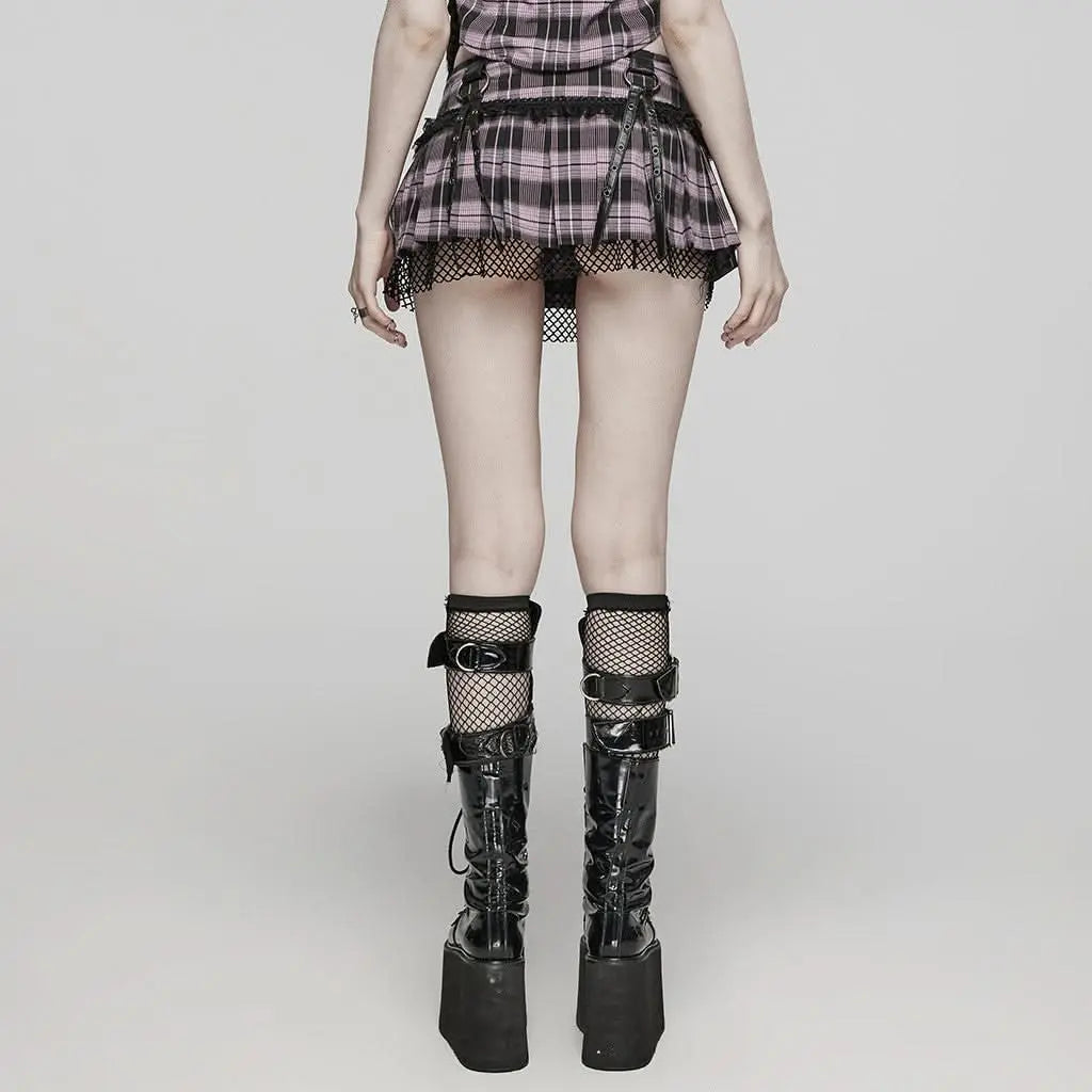 Lunar Plaid Mini Skirt (Petunia) - PunkRave