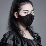 Melinda embroidered lace face mask (Red) - PunkRave