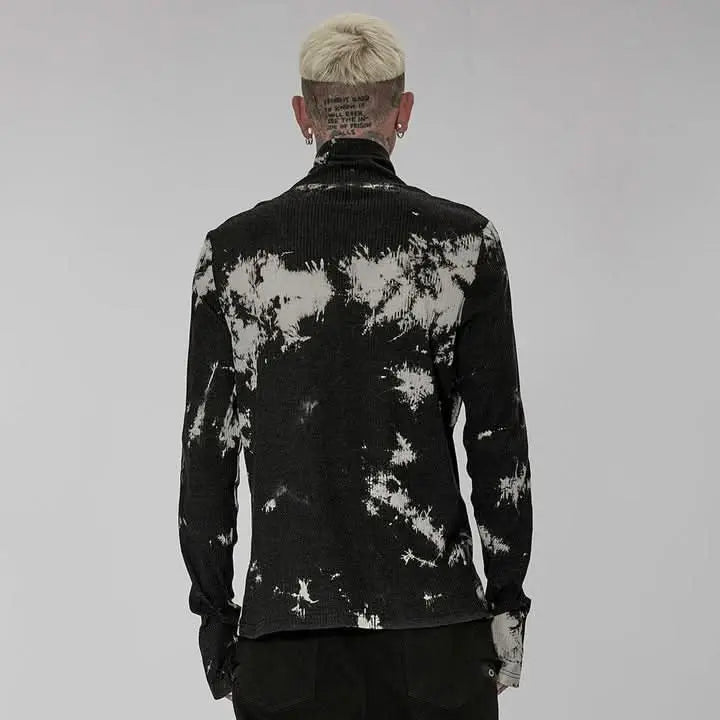 Mephistopheles Studded Turtleneck (Black and White) - PunkRave