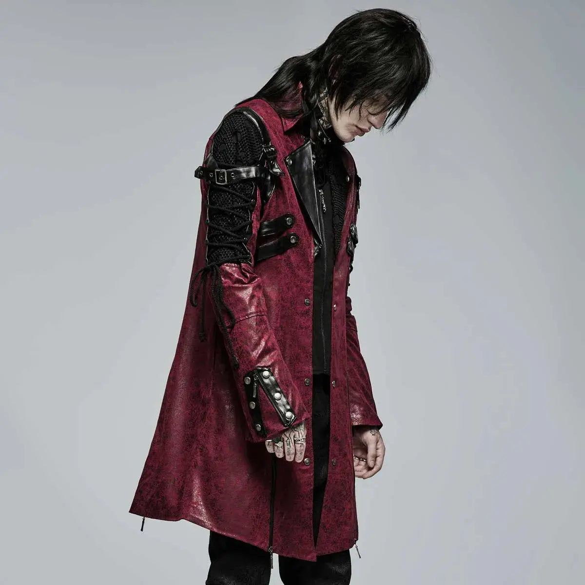 Neo-Punk Gothic Leather Look Coat -Men My Store