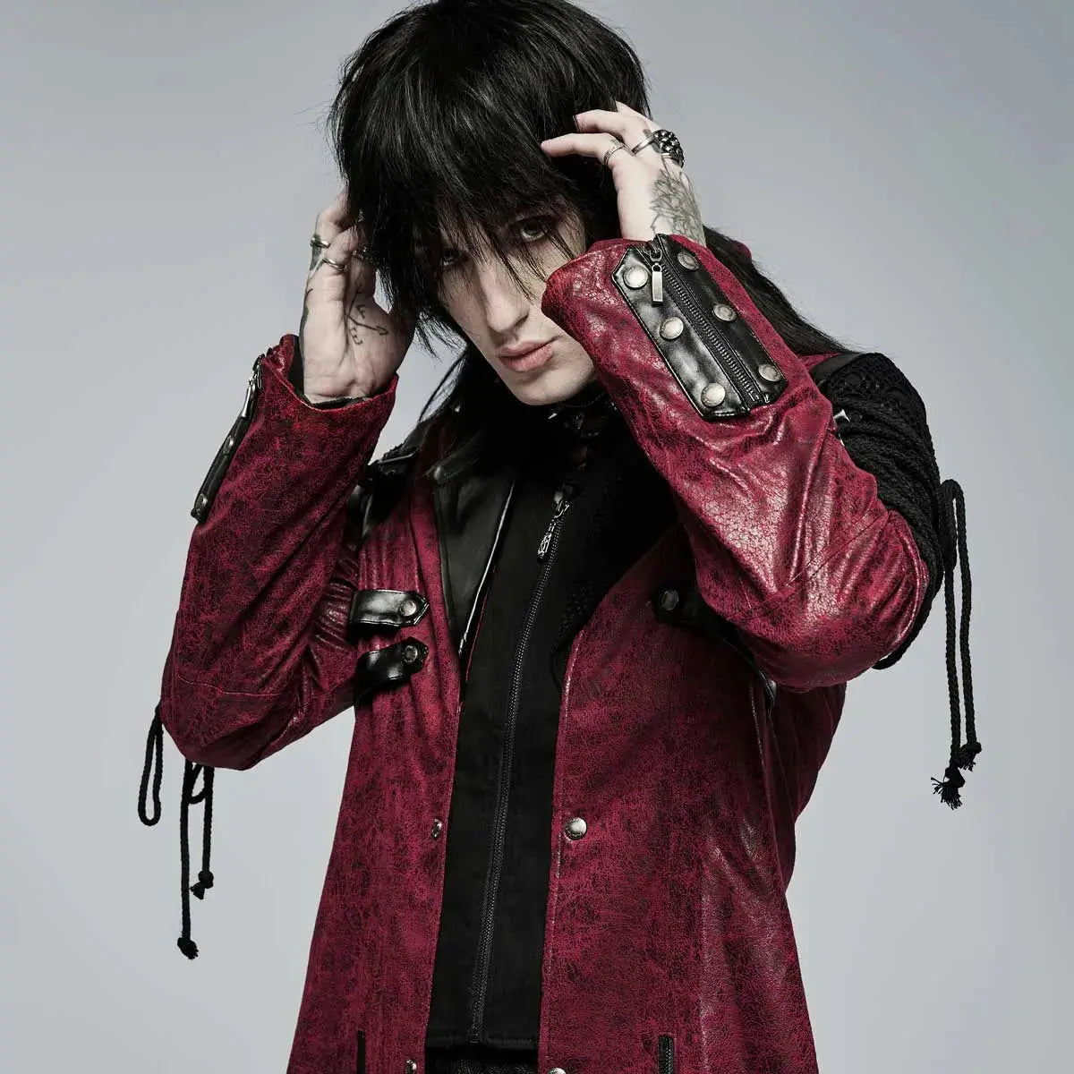 Neo-Punk Gothic Leather Look Coat -Men My Store