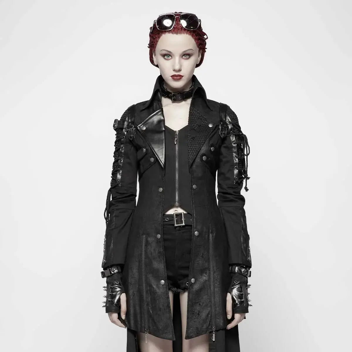 Neo-Punk Gothic Leather Look Coat - Women My Store