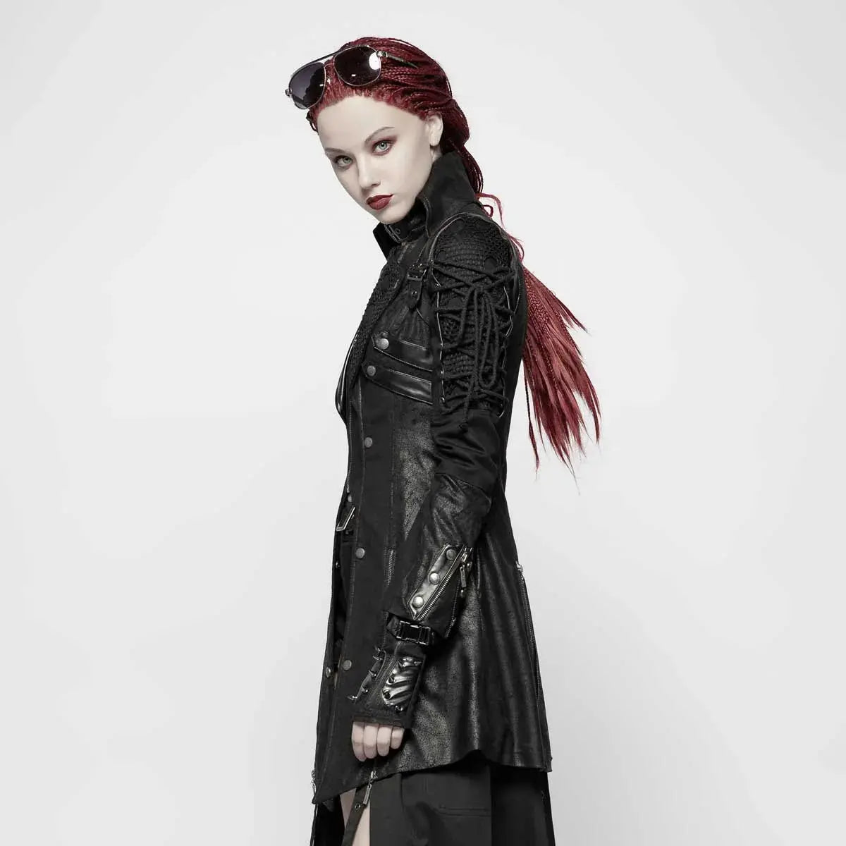 Neo-Punk Gothic Leather Look Coat - Women My Store