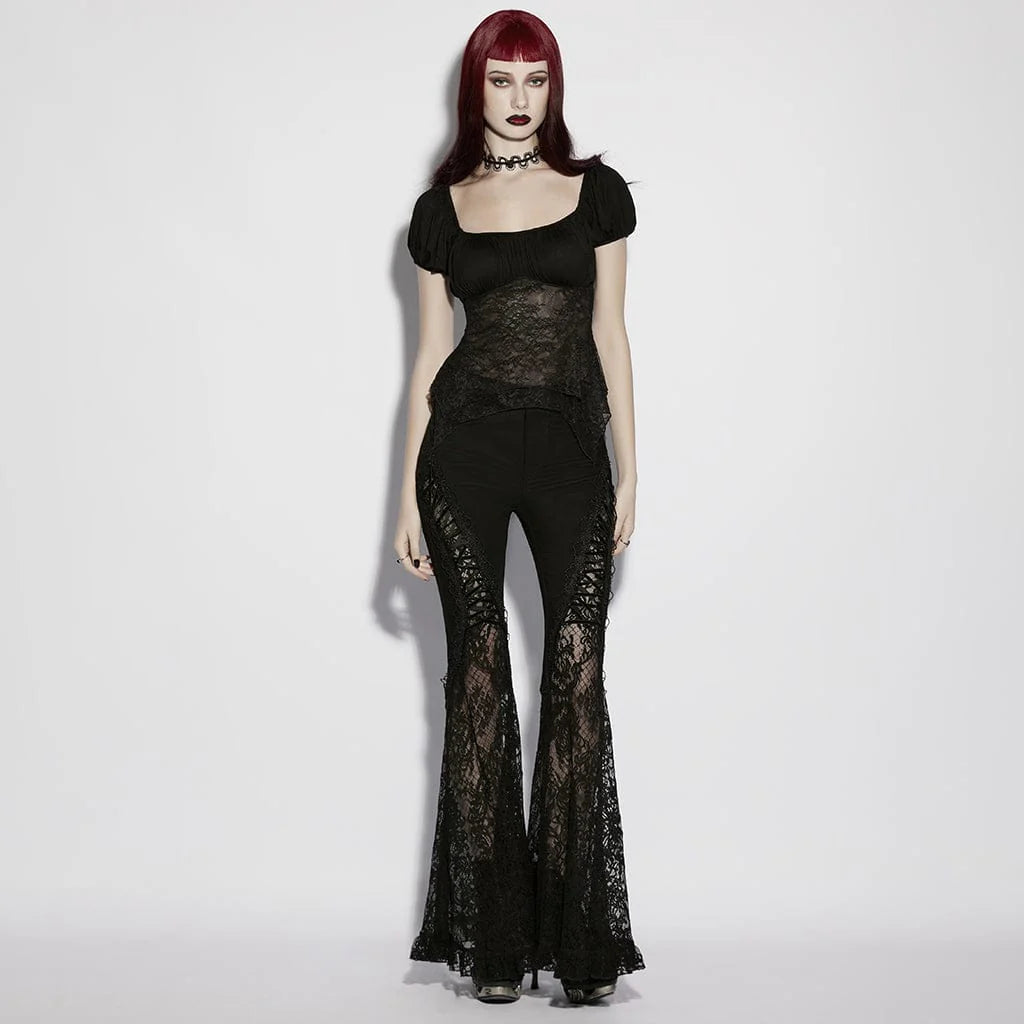 Nightgarden Lace Splice Flared Pants PunkRave
