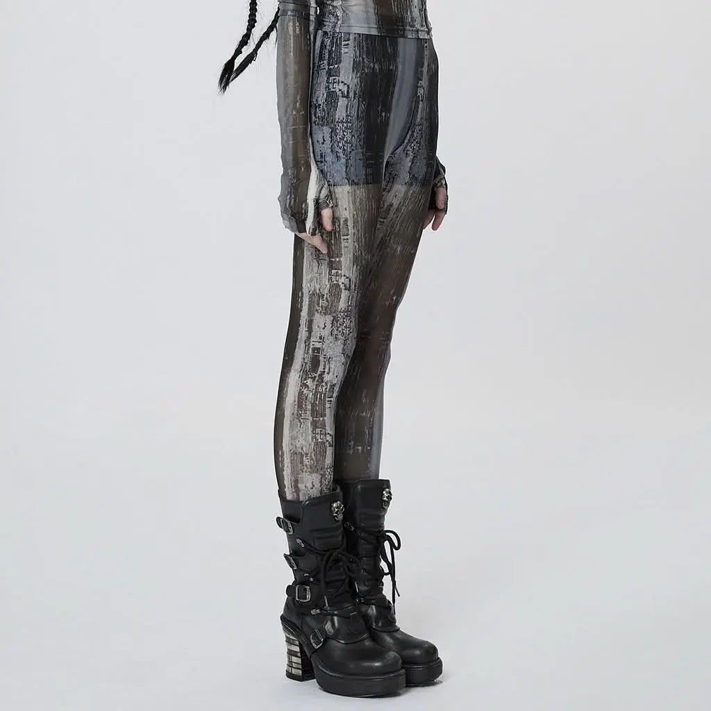 Nuclear Printed Leggings (Grey) - PunkRave