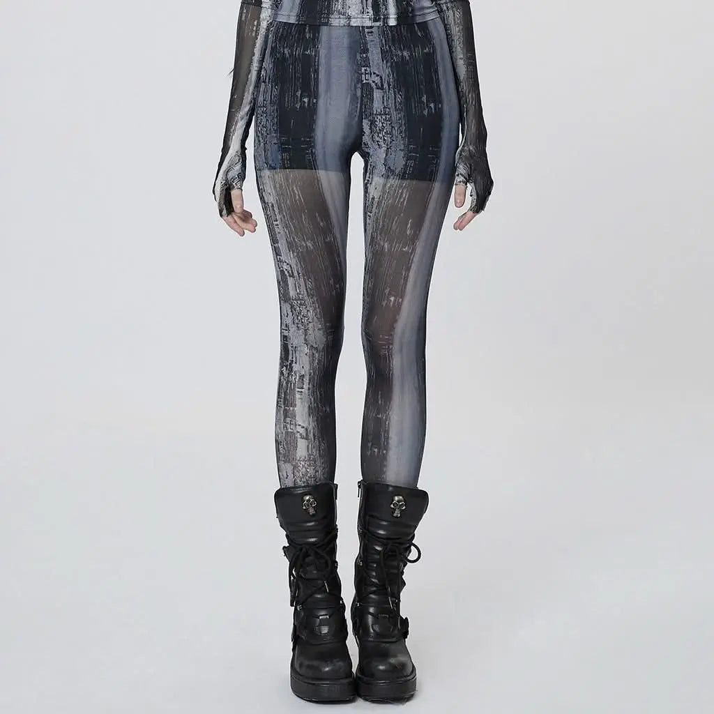 Nuclear Printed Leggings (Grey) - PunkRave