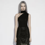 Claudine Women's Gothic One-Shoulder Top in Black