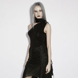 Claudine Women's Gothic One-Shoulder Top in Black