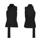 Claudine Women's Gothic One-Shoulder Top in Black