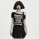 Doomspire Punk Buckle Bones Off-Shoulder Shirt