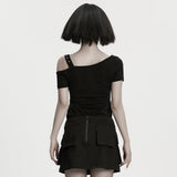Doomspire Punk Buckle Bones Off-Shoulder Shirt