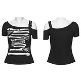 Doomspire Punk Buckle Bones Off-Shoulder Shirt