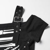 Doomspire Punk Buckle Bones Off-Shoulder Shirt