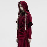 Cytisus Gothic Velvet Hooded Cape Cloak in Red
