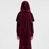 Cytisus Gothic Velvet Hooded Cape Cloak in Red