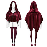 Cytisus Gothic Velvet Hooded Cape Cloak in Red
