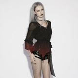Avenge Gothic Lace-Up Sheer Ombre Shirt