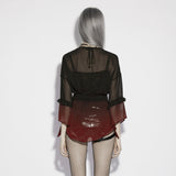 Avenge Gothic Lace-Up Sheer Ombre Shirt