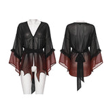 Avenge Gothic Lace-Up Sheer Ombre Shirt