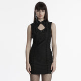 Brunhilde Gothic High Collar Short Dress