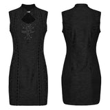 Brunhilde Gothic High Collar Short Dress