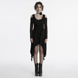Astute Gothic Lace Ruffle Asymetrical Dress