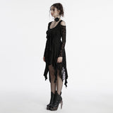 Astute Gothic Lace Ruffle Asymetrical Dress