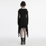 Astute Gothic Lace Ruffle Asymetrical Dress