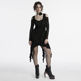 Astute Gothic Lace Ruffle Asymetrical Dress