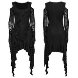 Astute Gothic Lace Ruffle Asymetrical Dress