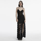 Chagrin Gothic Lace Strap Maxi Dress