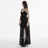 Chagrin Gothic Lace Strap Maxi Dress