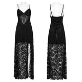 Chagrin Gothic Lace Strap Maxi Dress