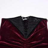 Bespoke Gothic Lace Vampy Velvet Skirt in Red