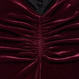 Bespoke Gothic Lace Vampy Velvet Skirt in Red