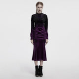 Elspeth Gothic Velvet PU Midi Dress