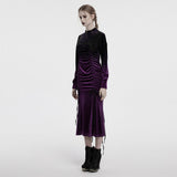 Elspeth Gothic Velvet PU Midi Dress