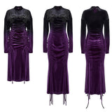 Elspeth Gothic Velvet PU Midi Dress