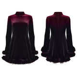 Vermeil Gothic Velvet Faux Fur Dress