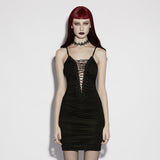 Charoite Gothic Lace Lace-Up Mini Dress