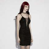 Charoite Gothic Lace Lace-Up Mini Dress
