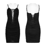 Charoite Gothic Lace Lace-Up Mini Dress