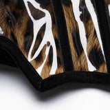 Pontifex Women's Gothic Leopard Print Patent Underbust Corset in Black & Coffee