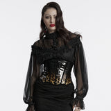 Pontifex Women's Gothic Leopard Print Patent Underbust Corset in Black & Coffee